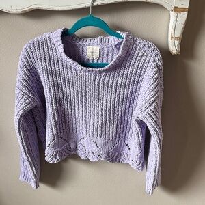 Harper Cropped Lilac Crewneck Sweater